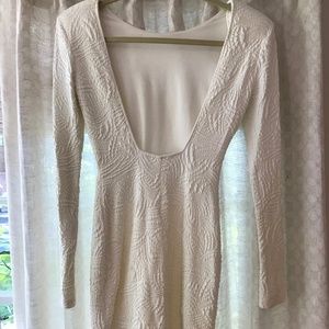 WINTER WHITE MINI DRESS WITH OPEN BACK!!